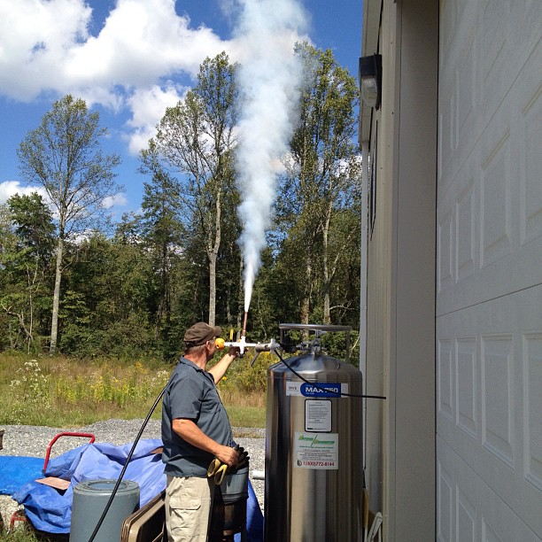 Homer, our friendly Airgas guy is toppin off our CO2 tank... Thanks- we needed that! #thinktaste