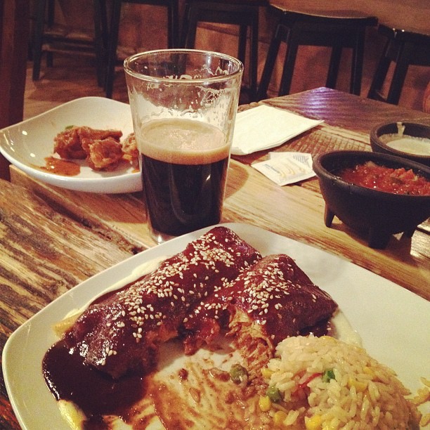 Enchiladas mole, wicked wings and an Apocalytic Ale at Diogis Mexican Cantina...lunch is served!
