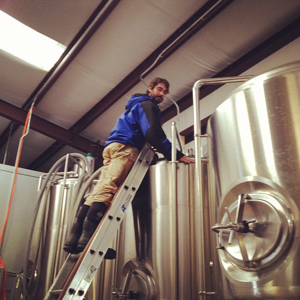 Scrubbing the tops of some fermenters... Another day of living the dream!